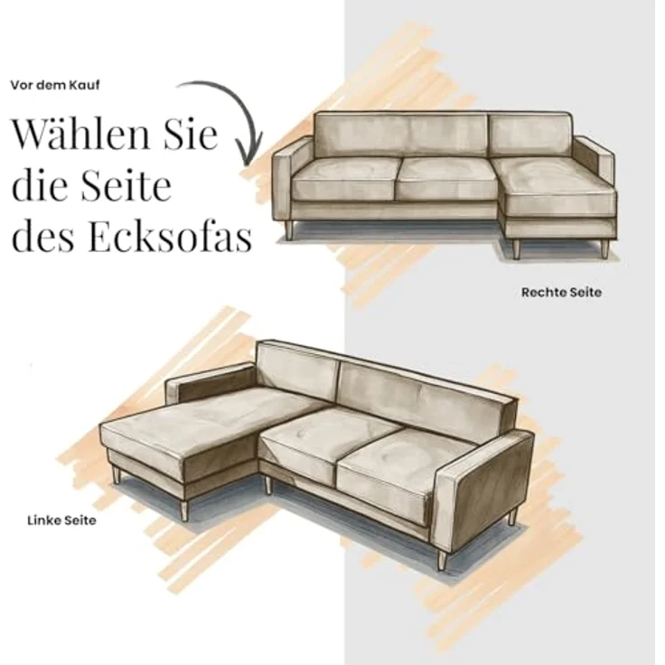 Ecksofa mit Bettfunktion, Modern Sofa, L-form, Einstellbare Kopfstützen, Bettkasten - PETER - Orange Plüsch - Topper T25 - links – Bild 9