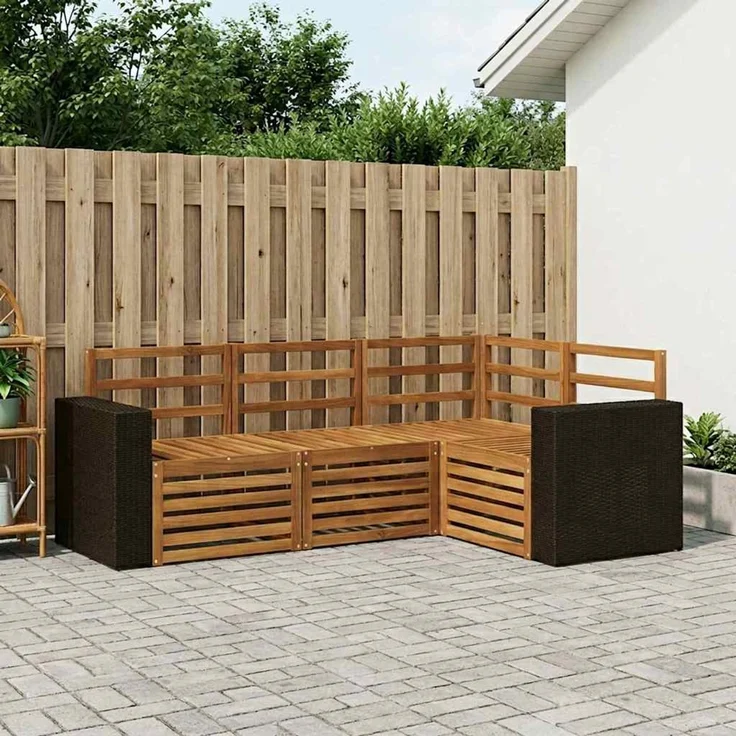 vidaXL Outdoor-Sofagarnitur 4 stk. 4-Sitzer Natur Massivholz Akazie 3384300 – Bild 1
