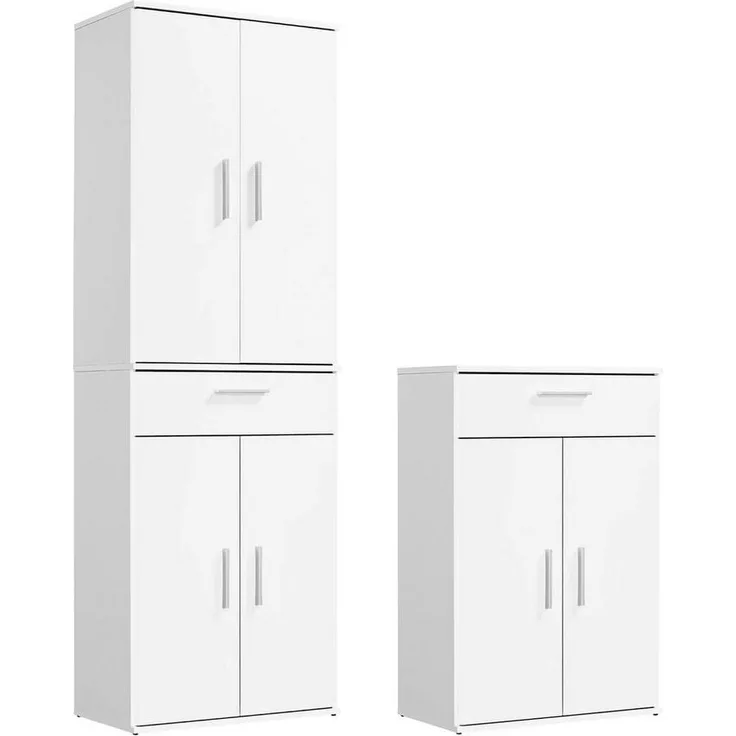mokebo Schrank-Set Die Allzweckwaffe, (2er-Set), Stauraum-Set aus Mehrzweckschränken bzw. Schubladenschränken in Weiß