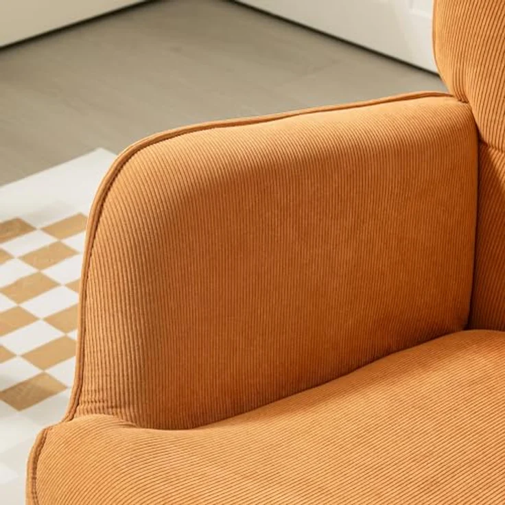 HOMCOM Relaxsessel Ohrensessel mit Hoher Rückenlehne, Holzbeine (Sessel mit Hocker, 2-St, Loungesessel), mit getuftetem Design, Cord-Optik, für Wohnzimmer, Braun – Bild 10