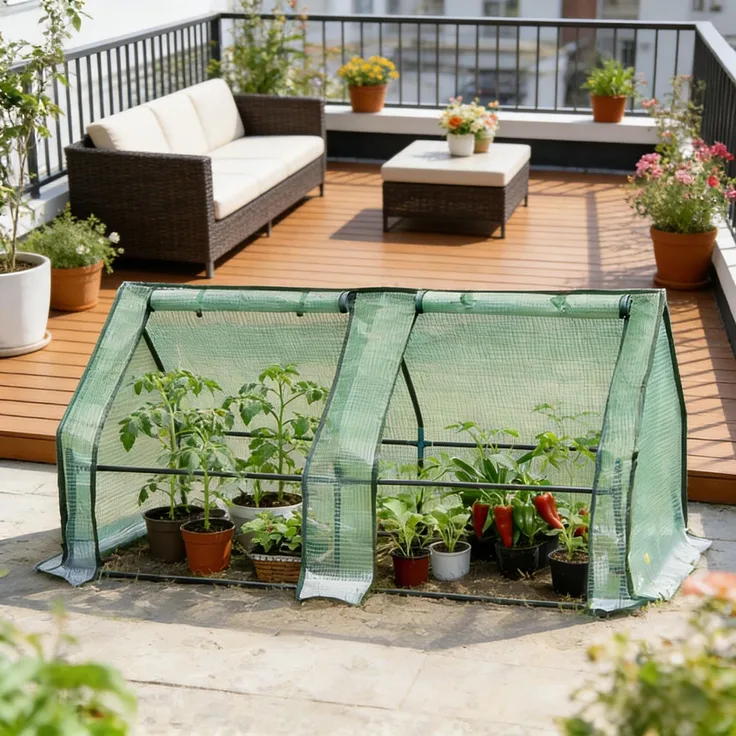 Wohnora-Mini-Gewächshaus,Robuste Pflanzen Gewächshaus,Gewächshaus im Freien,H 90cm x T 180cm x B 90cm,Grün