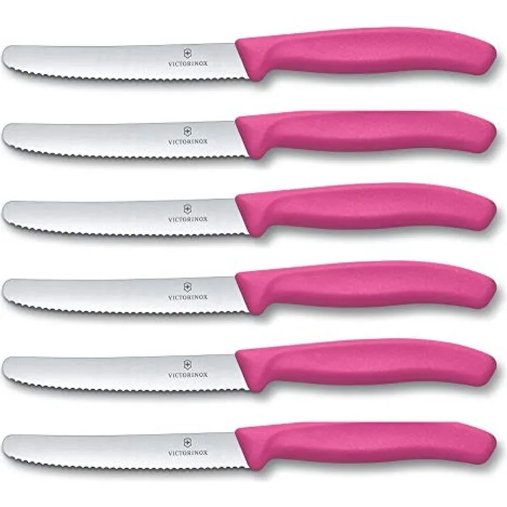 Victorinox | Swiss Classic Tafelmesser Set | 6-teilig | leuchtendes Pink | hochwertige Klinge | optimaler Schnittkomfort | spülmaschinenfest | ideal für den täglichen Gebrauch