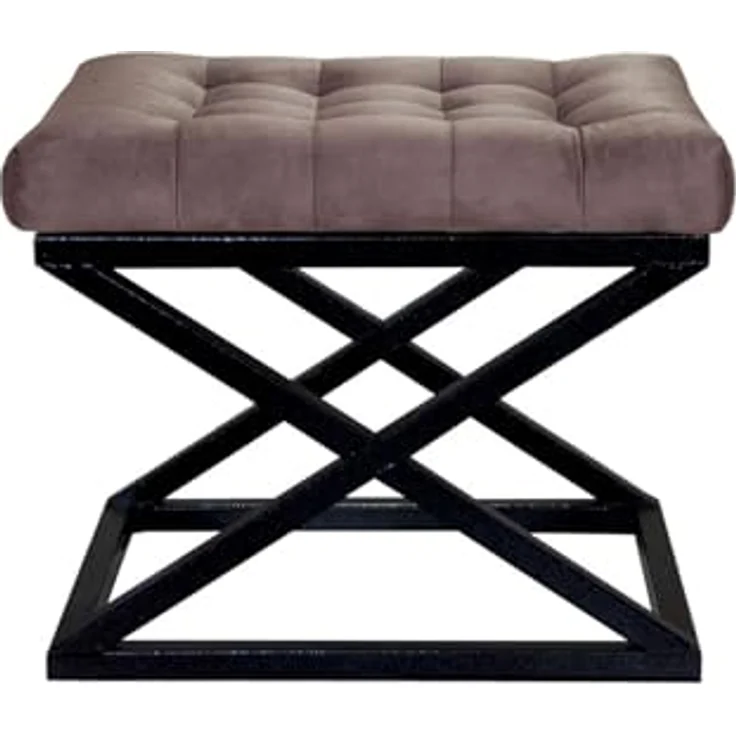 Atelier Del Sofa Stylish Pouffe with Metal Frame, 50 x 42 x 40 cm | 100% Polyester Babyface Fabric, Grey with Black & Brown Accents | Perfect for Modern Living Spaces – Bild 1