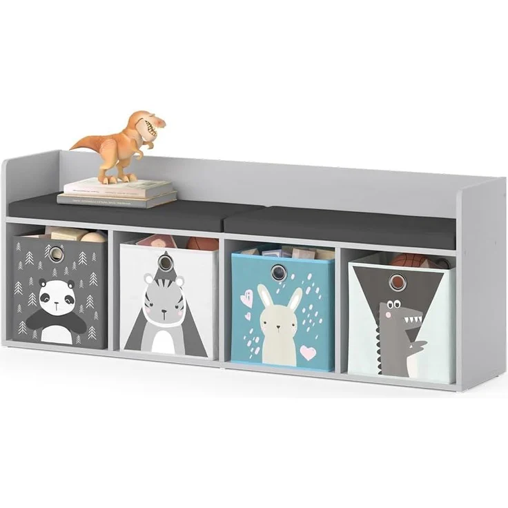 Kindersitzbank Luigi Weiß 107.2 x 88.6 cm 4 Fächer, mit Faltboxen grau Vicco – Bild 6