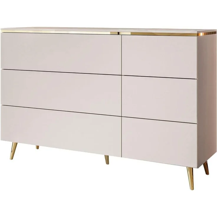 Lookway Kommode AURORA 6S in Kaschmir mit goldener Leiste, Breite: 138 cm – Bild 7