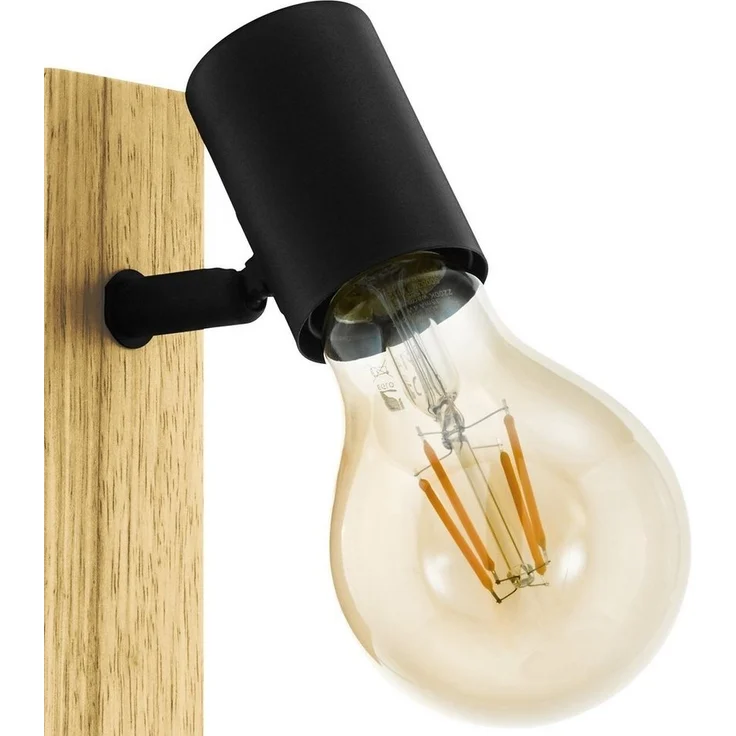 Eglo Wandlampe Townshend 3 schwarz natur E27 – Bild 3