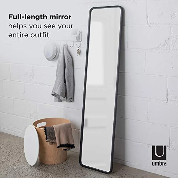 Umbra Hub Standspiegel, Ganzkörperspiegel, Garderobe, Dekospiegel, Schwarz, Spiegel, H 157 cm, 1013215-040 – Bild 6