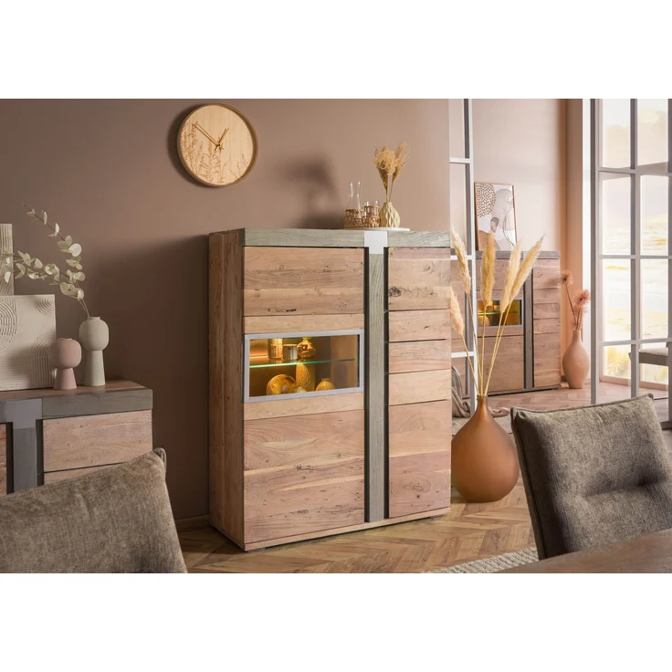 Highboard Akazie 110x45x142 beige lackiert Amsterdam #105 – Bild 4