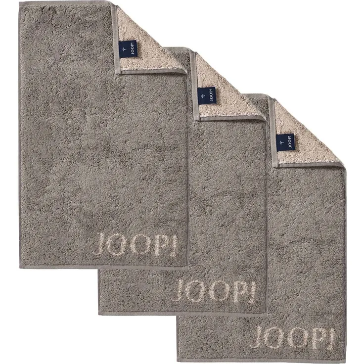 JOOP! Gästetuch Classic Frottierkollektion, 3er Pack - Walkfrottier Braun 30x50cm