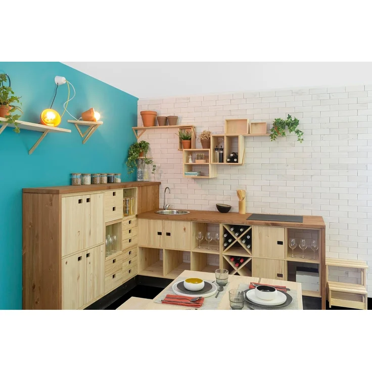 Astigarraga Kit Line Aspa Zubehör für modulares Regal mit dynamischen Würfeln, Massivholz Kiefer – Bild 5