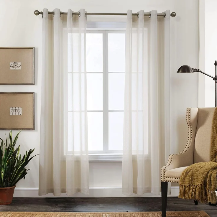 CUCRAF Transparente Gardinen mit ösen Vorhänge Wohnzimmer & Schlafzimmer, H210 x B140cm 2er Set Vorhänge Leinen, Einfarbiger Vorhang Pflegeleichte in Leinenoptik