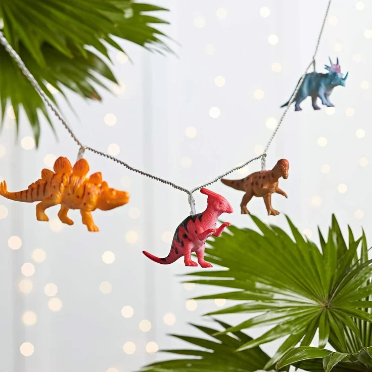 Lights4fun LED-Lichterkette 12er bunte Lichterkette Dinosaurier Batteriebetrieb – Bild 2