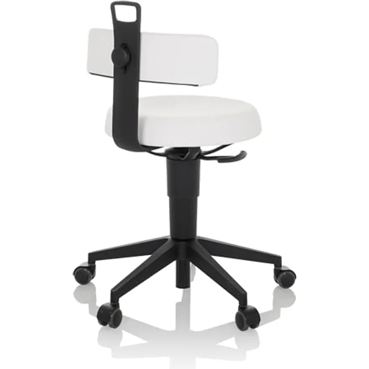 hjh OFFICE Balancestuhl höhenverstellbar TOP Work Flex PU beweglicher Arbeitshocker mit Rückenlehne, Kunstleder Weiß – Bild 9