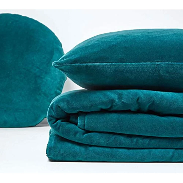 Homescapes Samt-Kuscheldecke Petrol, 150x200 cm, Oeko-Tex® zertifiziert, luxuriöse Baumwoll-Oberfläche, vielseitig einsetzbar – Bild 5