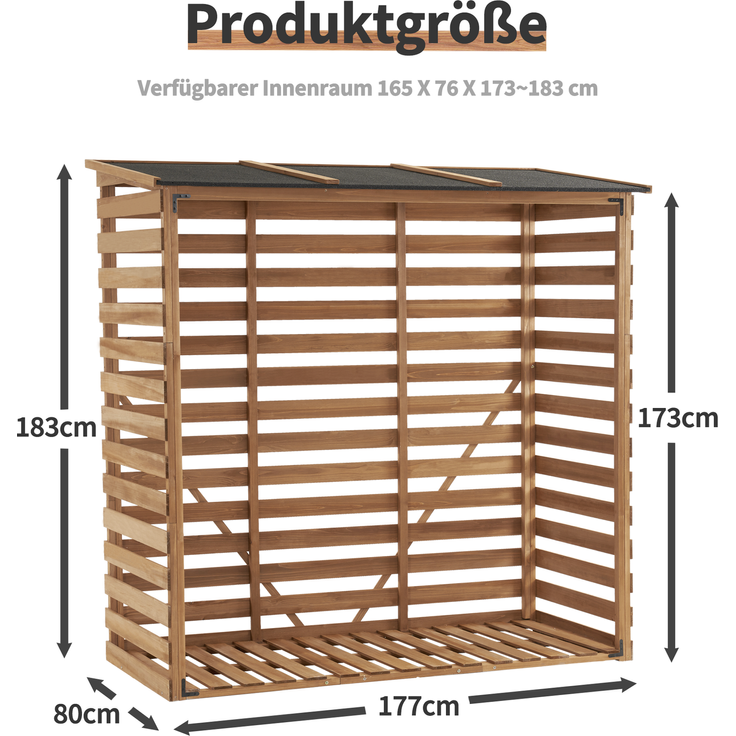 M MCombo Holzregal, Outdoor Kaminholzregel mit Rückwand, Holzunterstand mit wasserdichter Abdeckung, 1202 – Bild 5