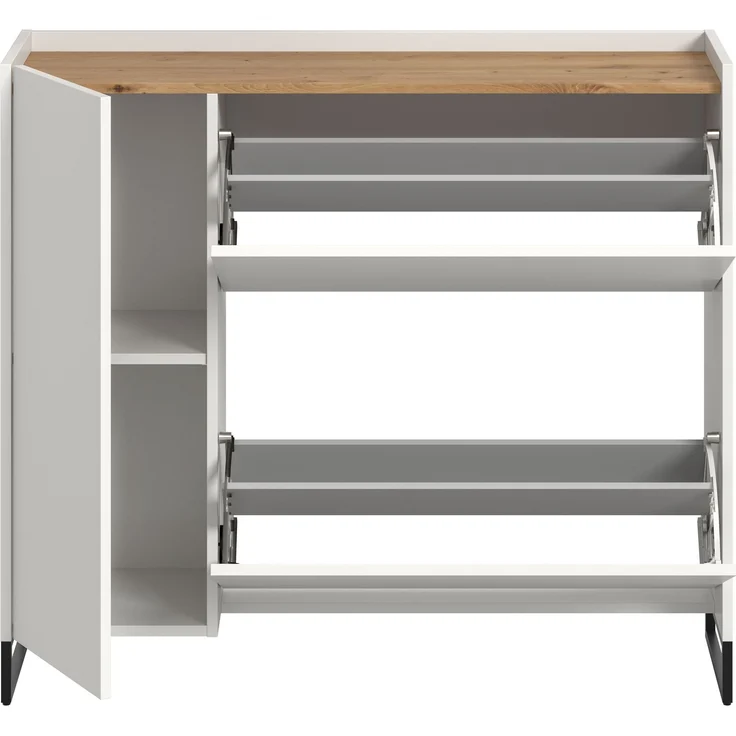 Schuhkommode B/H/T: 97x110x32 cm in weiß Nachbildung und Artisan Oak Nachbildung – Bild 3