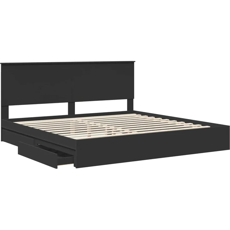 vidaXL Aufbewahrungsbett Schwarz 200 x 200 cm Holzwerkstoff 3411174 – Bild 4