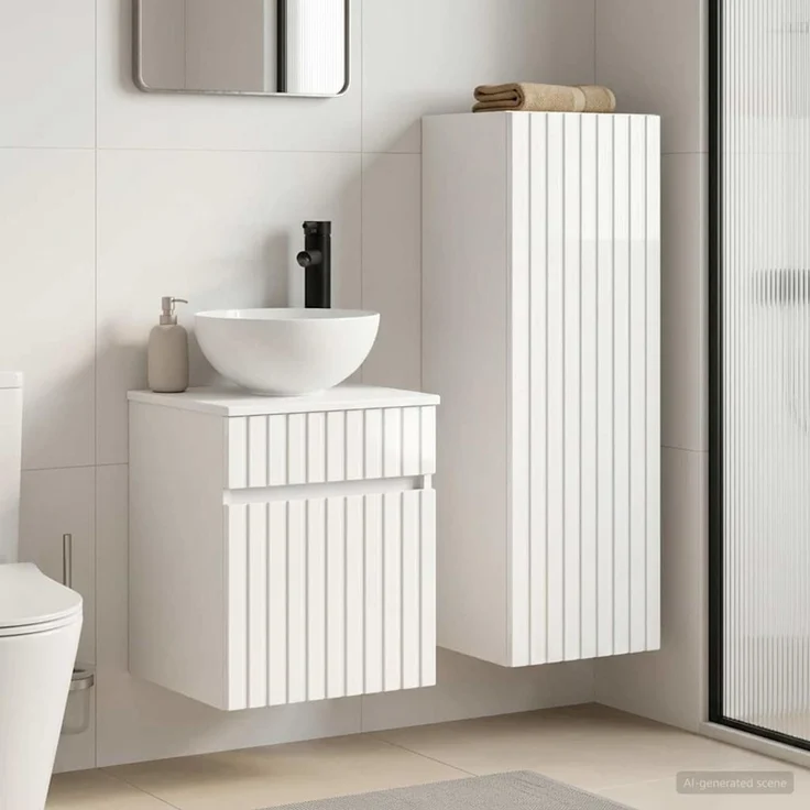 vidaXL Badezimmerschrank-Set 2 stk. Hochglanz Weiß 33 x 34,5 x 100 cm 3406137 – Bild 1