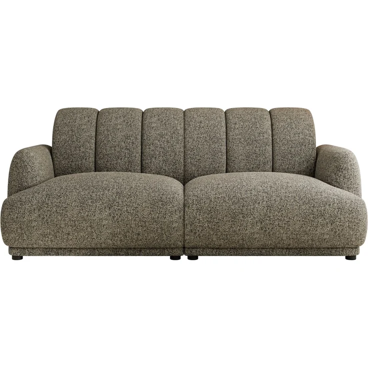 Modernes 3-Sitzer Design Sofa GERRA, feststehende Couch mit ergonomischer HR-Schaum Rückenlehne, hochwertige Wellenfederung, stabiler Massivholzrahmen, Luxus-Optik - Grau Strukture – Bild 6