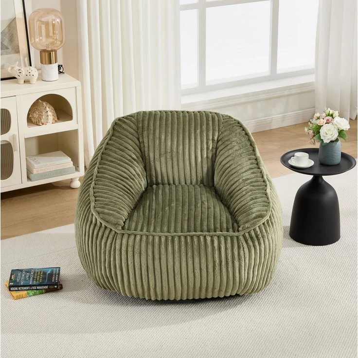 Sitzsack aus Cord, mit Memory-Schaumstofffüllung und Blasen-Plüsch, 98x92x73 cm, Smaragdgrün – Bild 2