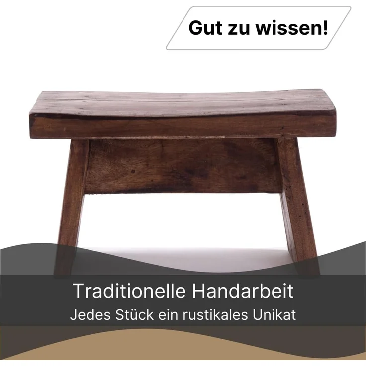 DESIGN DELIGHTS Hocker NOSTALGISCHER FUßHOCKER "SCHEMEL", Altholz massiv, Holzhocker, Farb – Bild 5