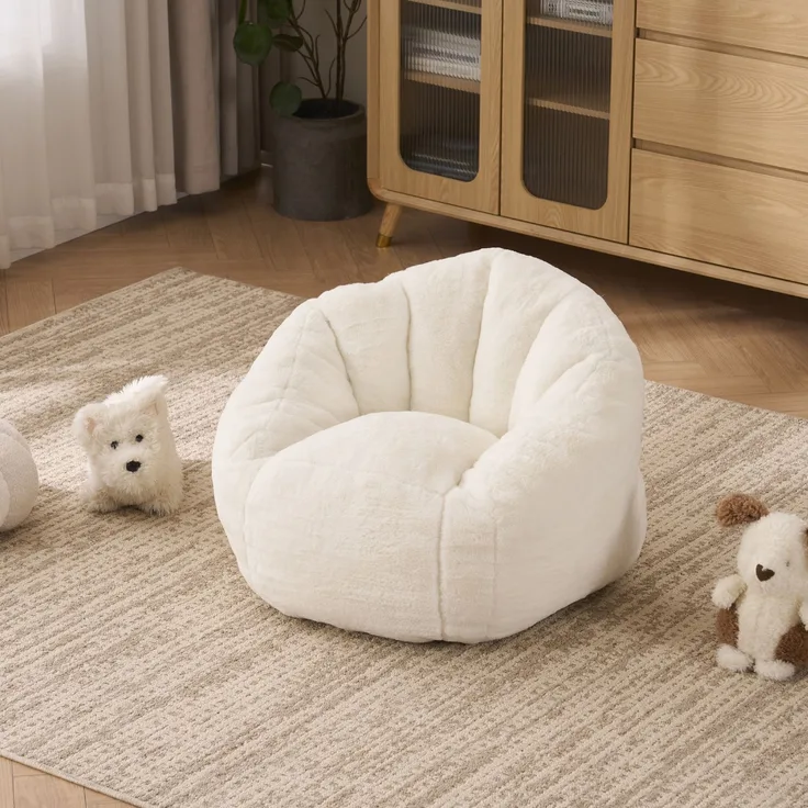 Sitzsack, weicher Plüsch-Sitzsack, bequemer Sitzsack, geeignet für Spielzimmer, Leseecke, Wohnzimmer und Kinderzimmer, für Jungen und Mädchen – klein--Beige--75x70x52cm--YOUDENOVA