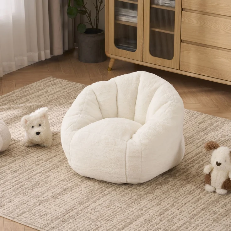 Sitzsack, weicher Plüsch-Sitzsack, bequemer Sitzsack, geeignet für Spielzimmer, Leseecke, Wohnzimmer und Kinderzimmer, für Jungen und Mädchen – klein--Beige--75x70x52cm--YOUDENOVA – Bild 1