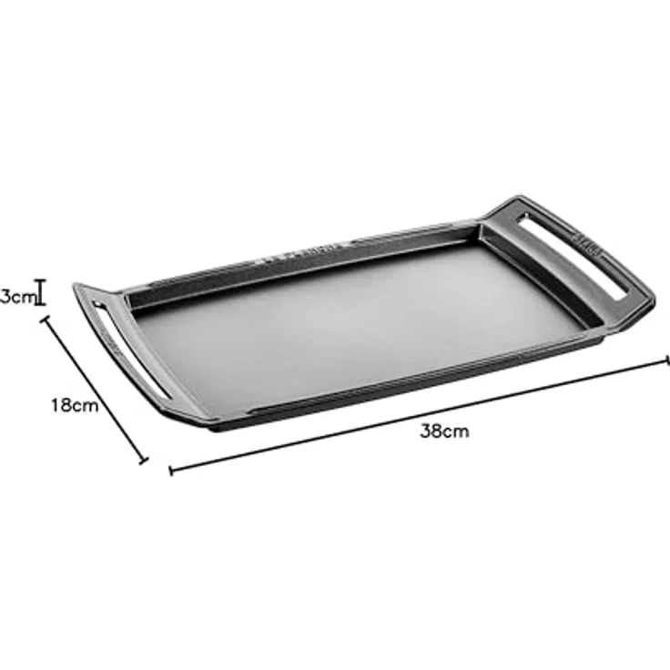 Staub 12033801 Grillplatte aus Gusseisen mit zwei Brennern, 47 x 25 cm, Graphit – Bild 6