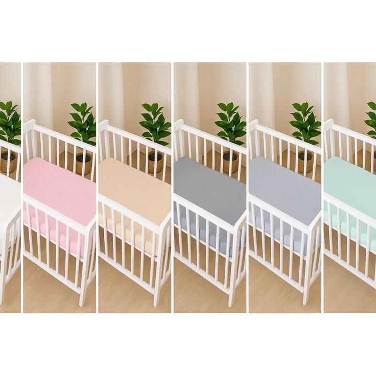 BabyLux Spannbettlaken für Beistellbett 50x90 cm Musselin Bettlaken mit Gummizug, Gummizug: Ja, 50x90_Musselin_Beige – Bild 4