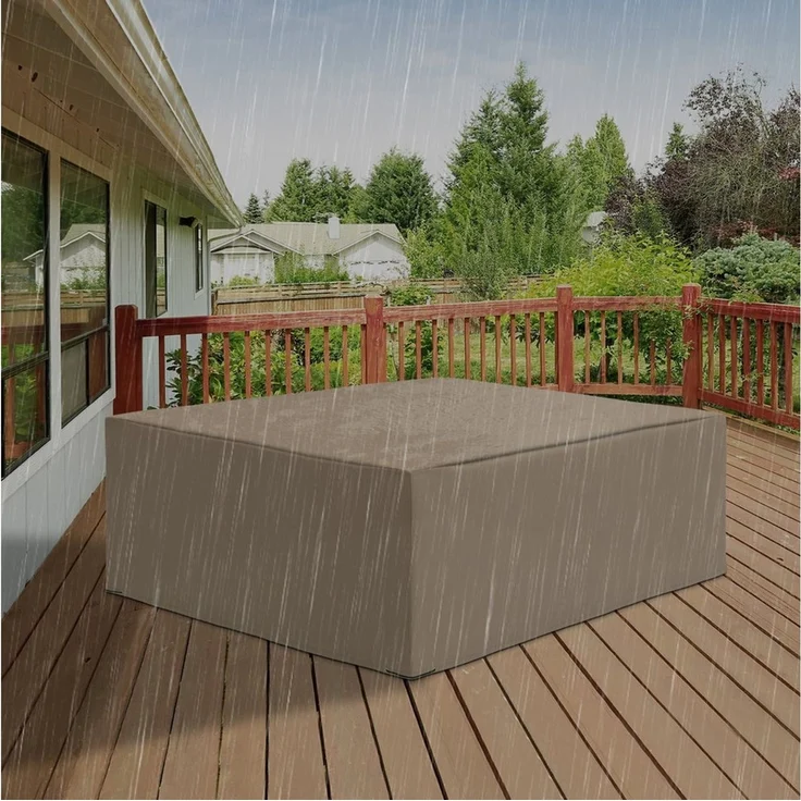 Outsunny Gartenmöbel-Schutzhülle Winterfest Wasserdicht (Abdeckung, 1-St, Abdeckplane), 275 x 205 x 90 cm Beige – Bild 5
