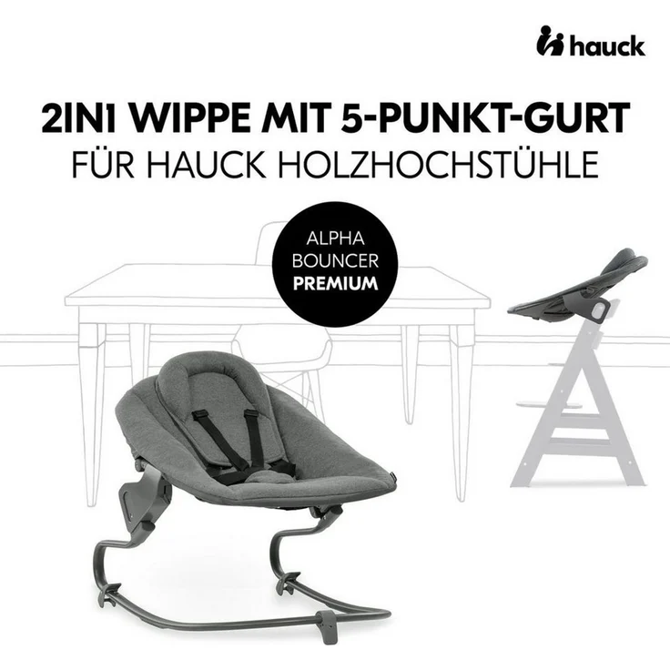 Hauck Tischsitz Alpha Plus Black Newborn Set Premium, Holz Babystuhl ab Geburt inkl. Aufsatz für Neugeborene & Sitzauflage – Bild 2