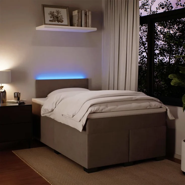 vidaXL Boxspringbett mit Matratze Hellgrau 120x200 cm Samt 3288576 – Bild 5