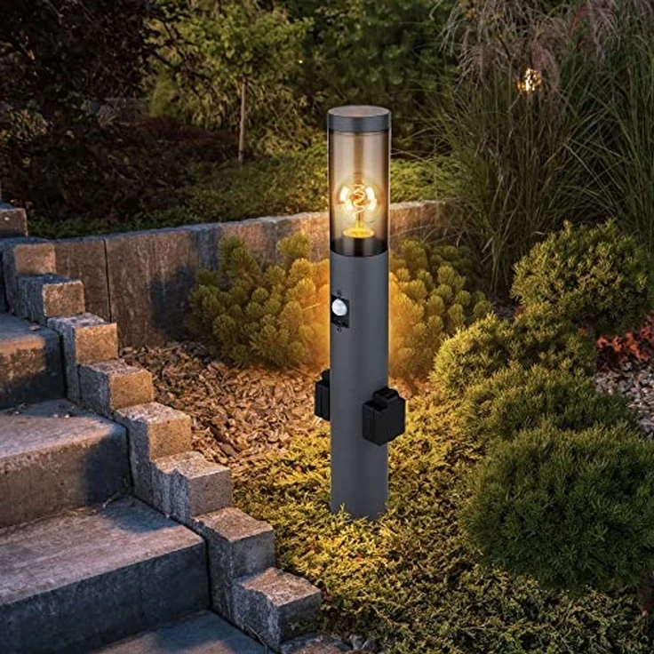 RGB LED Sockelleuchte, Bewegungsmelder, Steckdose, H 60 cm – Bild 6