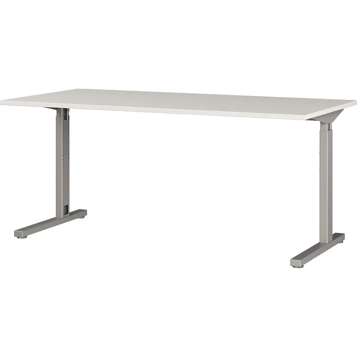 Germania Schreibtisch 4252-583, in Lichtgrau/Silber, mechanisch höheneinstellbar, 160 x 80 x 80 cm (BxHxT) – Bild 1