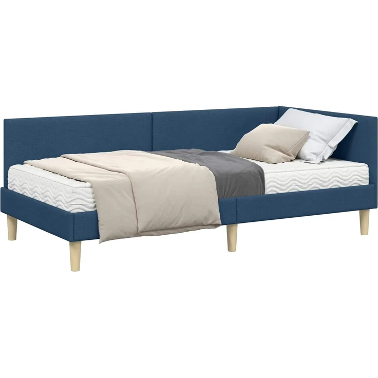 vidaXL Eckbettgestell mit Matratze 2 stk. Blau 80 x 200 cm Stoff 3393732 – Bild 2