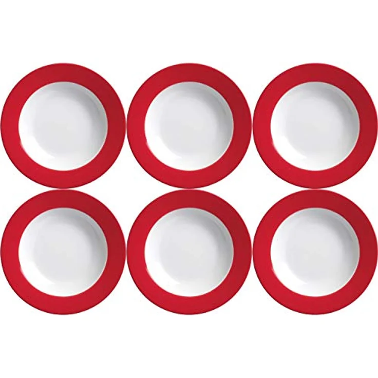 Presotto Suppenteller, Rot, Keramik, 22 cm Durchmesser, 6er Set, Spülmaschinengeeignet – Bild 1