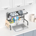 Abtropfgestell für die Spüle 2-stöckiges Geschirrabtropfgestell Breite verstellbar 53-99 cm