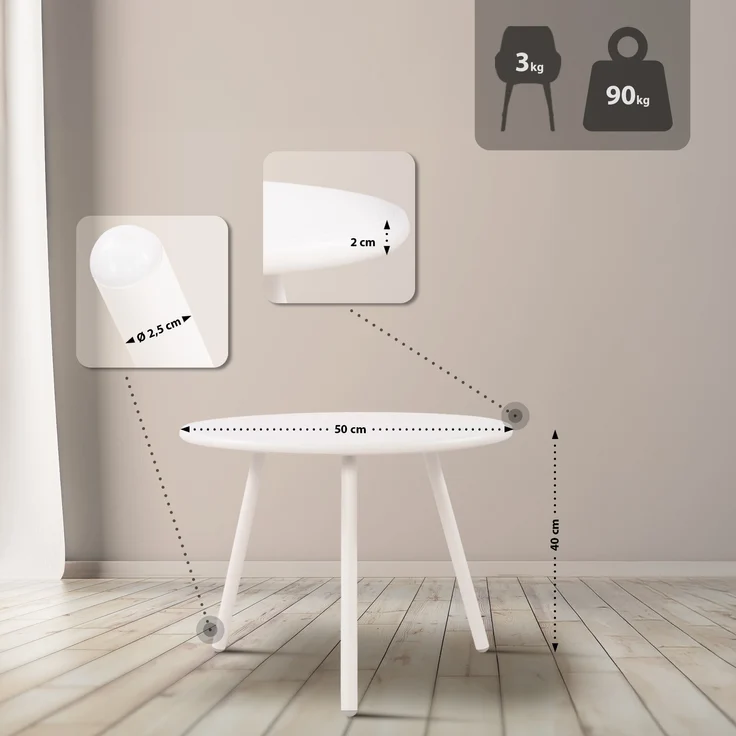 CLP 2er Sitzgruppe Berdin Set 1 Tisch 2 Stapelstühle wetterfest UV-beständig,weiß – Bild 3