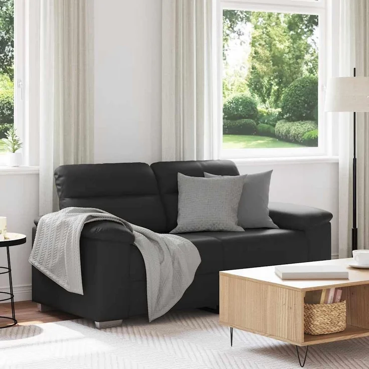 vidaXL 2-Sitzer-Sofa Schwarz 160x81x84 cm Kunstleder 4105337 – Bild 2
