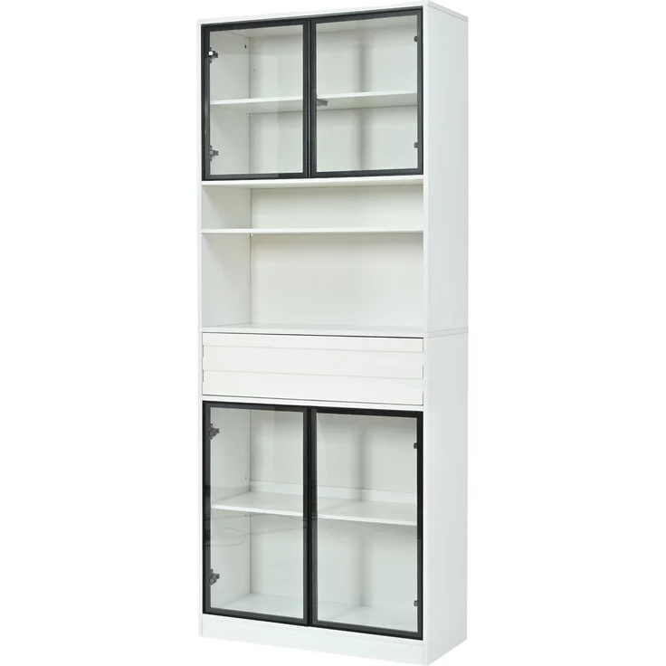 Vitrine 80 x 35 x 200 cm in Weiß mit 4 Glastüren und App-gesteuerter LED-Beleuchtung – Bild 7