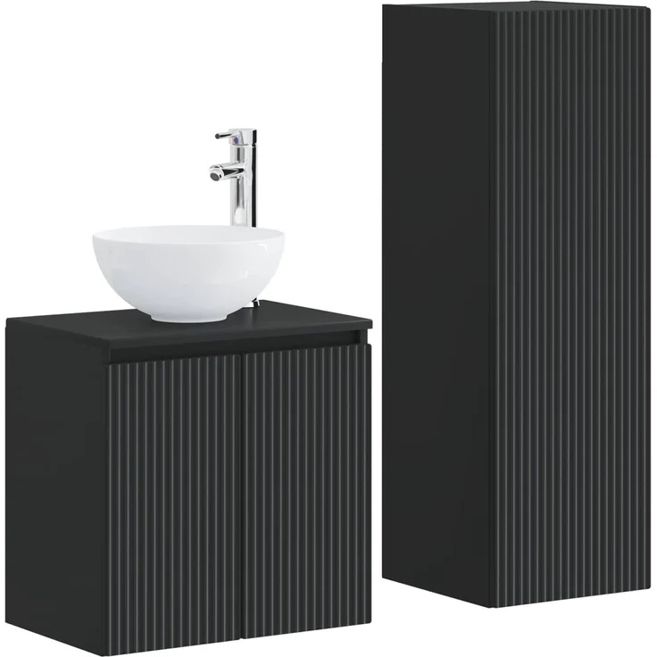 vidaXL Badezimmermöbel-Set 2 stk. Schwarz 33 x 34,5 x 100 cm 3406114 – Bild 2