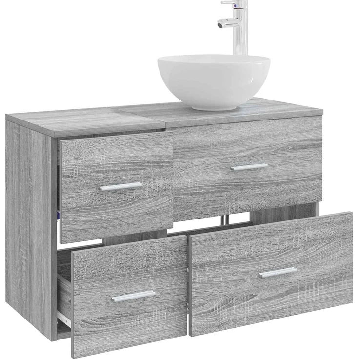vidaXL Badezimmerschrank-Set 2 stk. Grau Sonoma 79,5 x 35 x 80 cm 3403949 – Bild 3