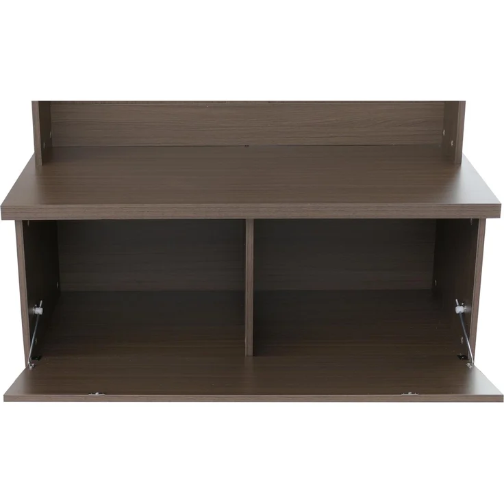Garderobe HWC-P27, Flurgarderobe Holzgarderobe Sitzbank, 4 Haken Staufach Ablage Melamin 163x100x47cm ~ Walnuss-Optik – Bild 6