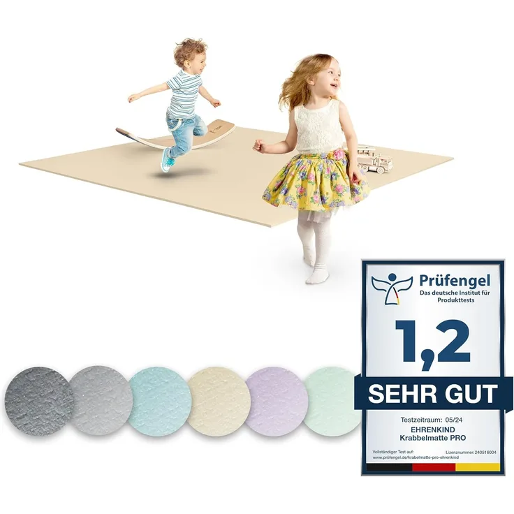 Ehrenkind® Krabbelmatte PRO | Extra dick und soft | Made in Germany | Oeko-Tex 100 | Größe 180x180 cm BEIGE
