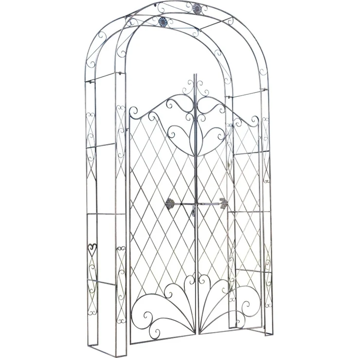 Rosenbogen MINDEN mit Tor - 120x40x220cm, Metall, Bronze | Rankhilfe Rosen Rankgitter Gartendekoration – Bild 1