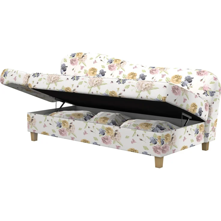 Max Winzer Recamiere mit Armteil links klappbar 'Selma', Flachgewebe beige geblümt, 82 cm x 88 cm x 190 cm – Bild 3