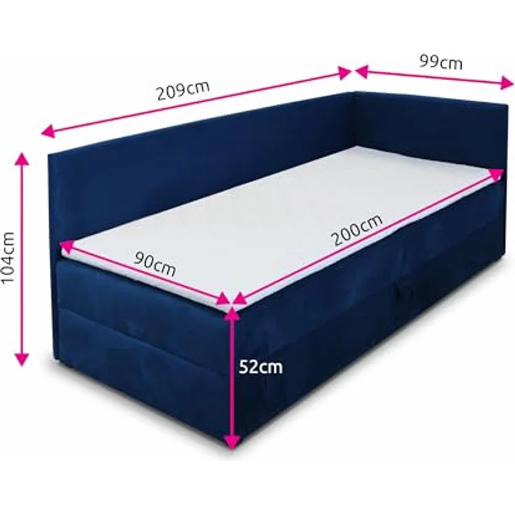 SILAPE Boxspringbett Flame, Einzelbett mit Bettkasten, Bonell-Matratze und Topper, grau (Paros 05), 90 x 200 cm – Bild 3