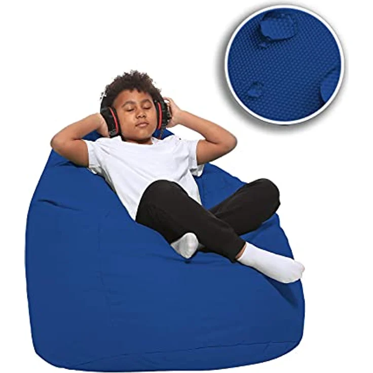 HomeIdeal - Sitzsack XXL Bodenkissen für Erwachsene & Kinder - Geeignet für Gaming oder Entspannen - Indoor wie Outdoor da er Wasserfest ist - mit EPS Perlen, Farbe:Blau, Größe:XXL – Bild 8
