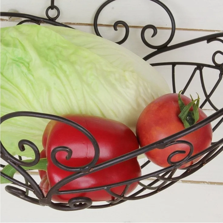 Macosa Home Hängekorb Hängekorb 2 TLG. Dunkelrostfarben Landhaus Ablagekörbe Küchenampel, hängend Obst Hängekorb Küche Obstampel Deko-Korb zum Hängen – Bild 2