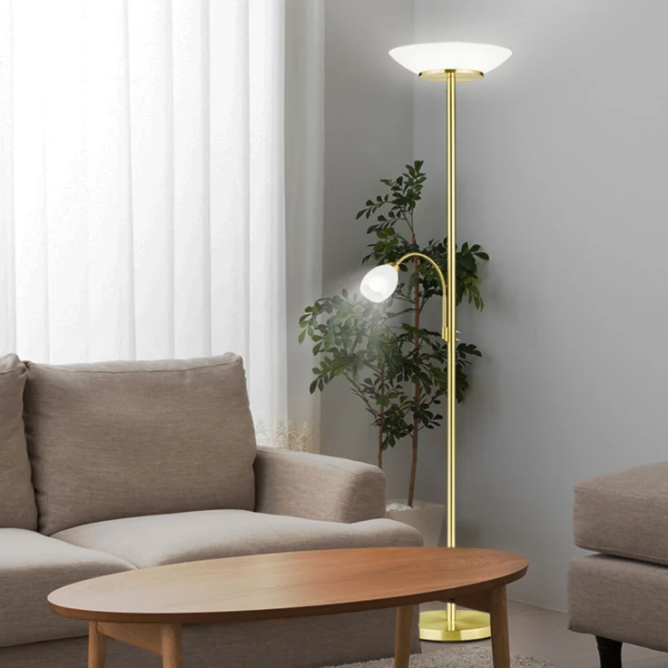 Stehleuchte, Metall, Glas, weiß, Flexoarm, H 180 cm – Bild 8